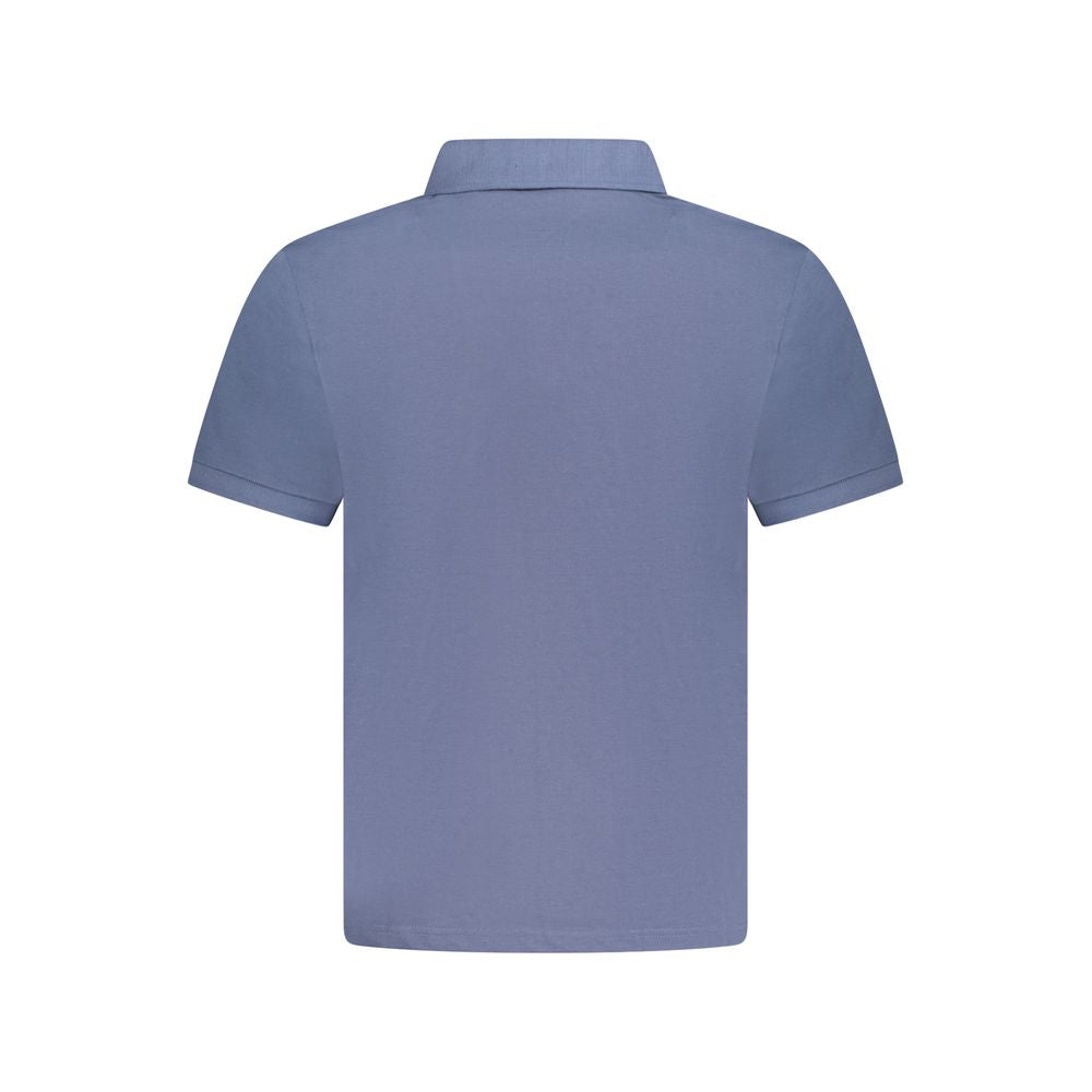 Blue Cotton Men Polo Shirt