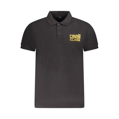 Black Cotton Men Polo Shirt