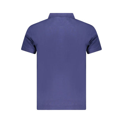 Blue Cotton Men Polo Shirt