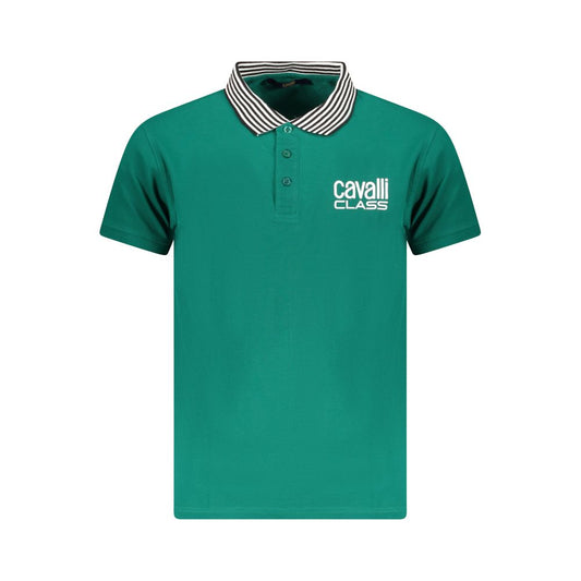 Green Cotton Men Polo Shirt