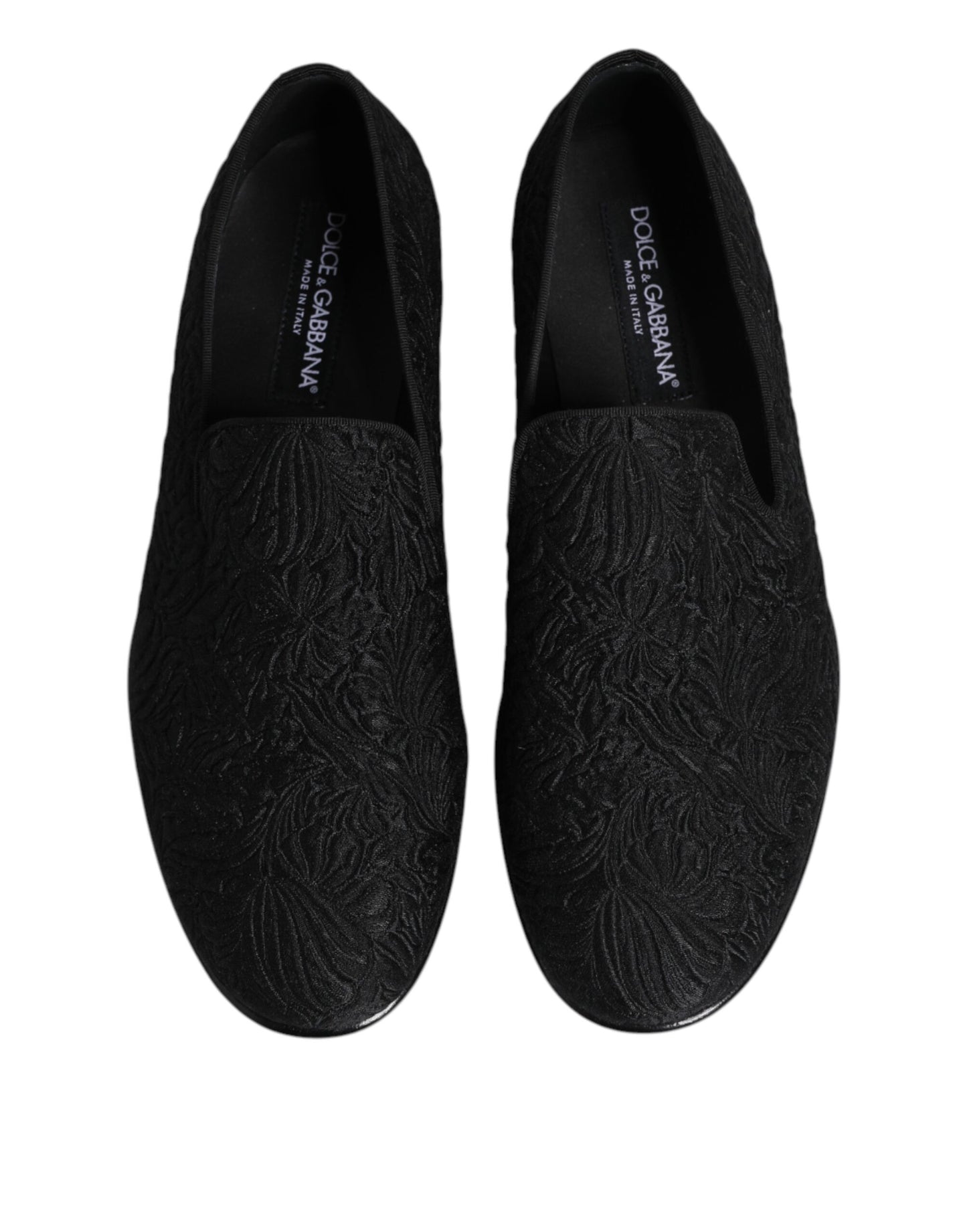 Black Jacquard Slip On Loafers Formal Shoes
