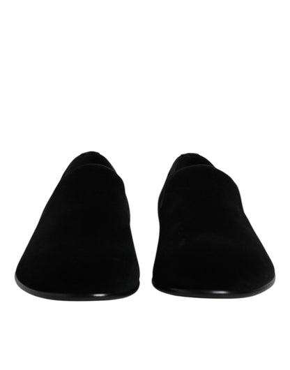 Black Velvet Slip On Loafers Formal Shoes