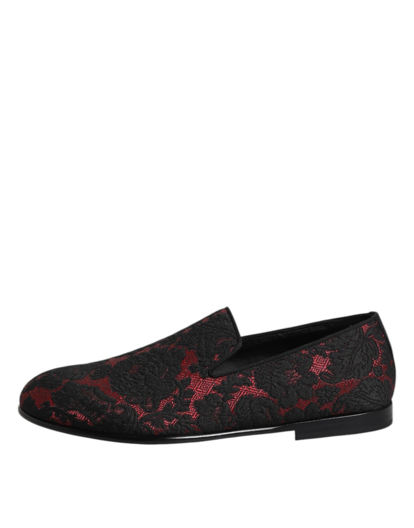Red Black Jacquard Slip On Loafers Shoes