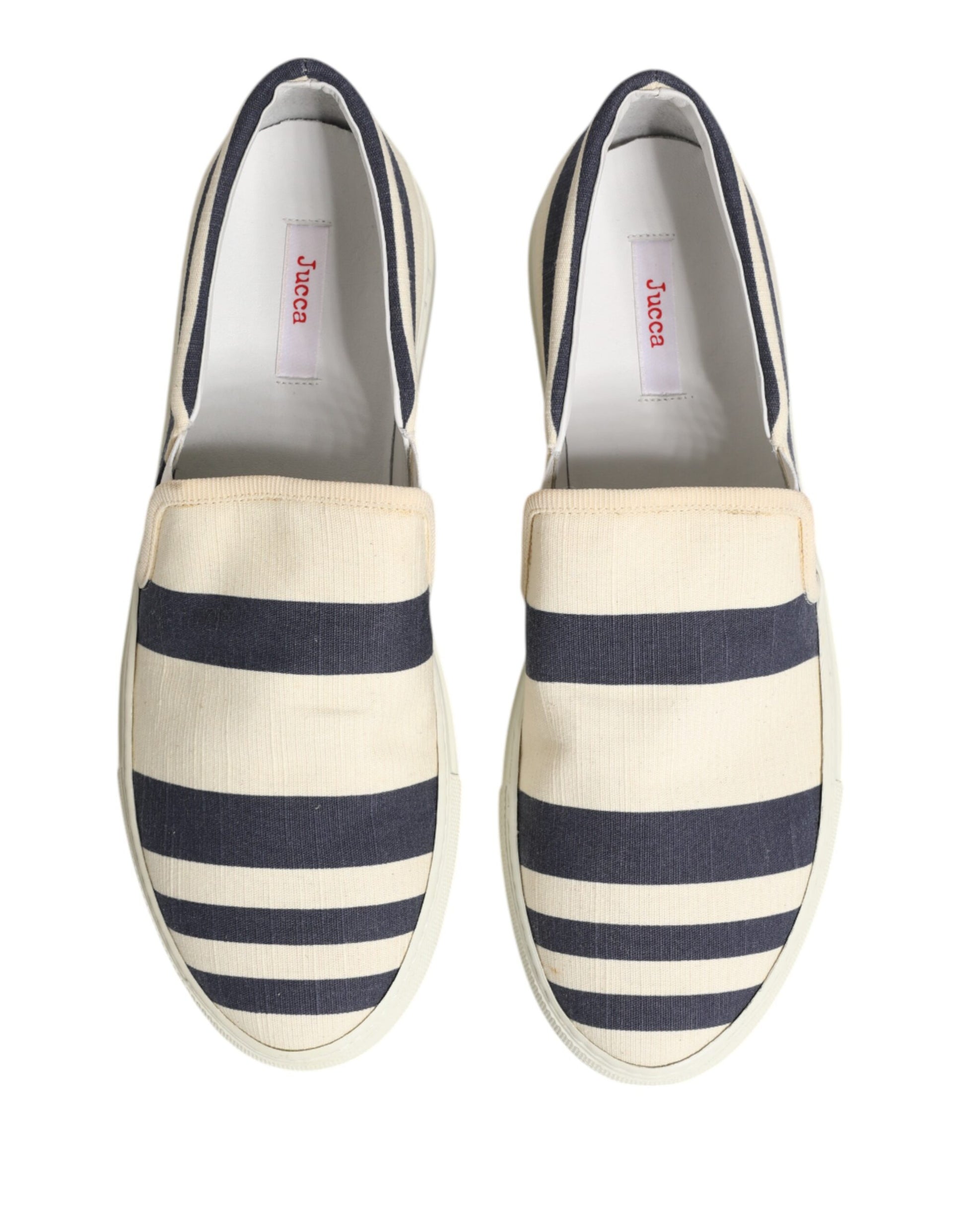 Blue White Striped Canvas Men Low Top Casual Shoes