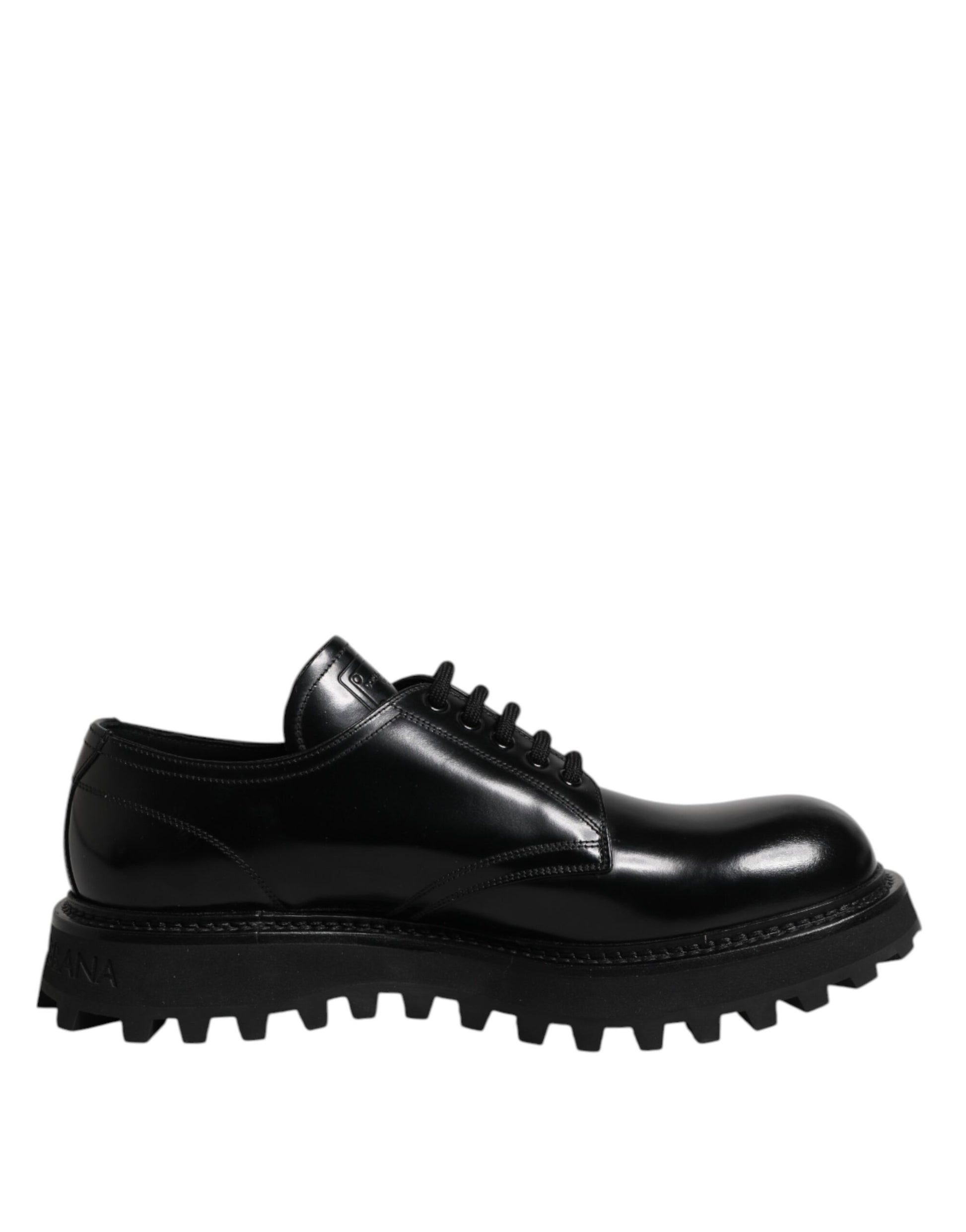 Black Leather Lace Up Derby Men Dress Shoes
