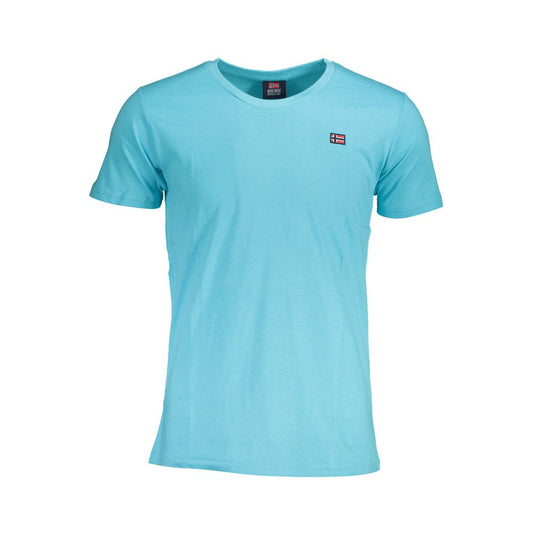 Blue Cotton Men T-Shirt