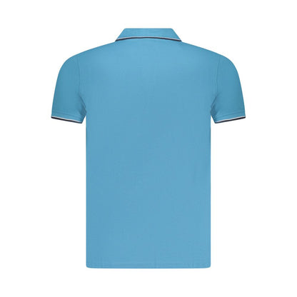 Blue Cotton Men Polo Shirt