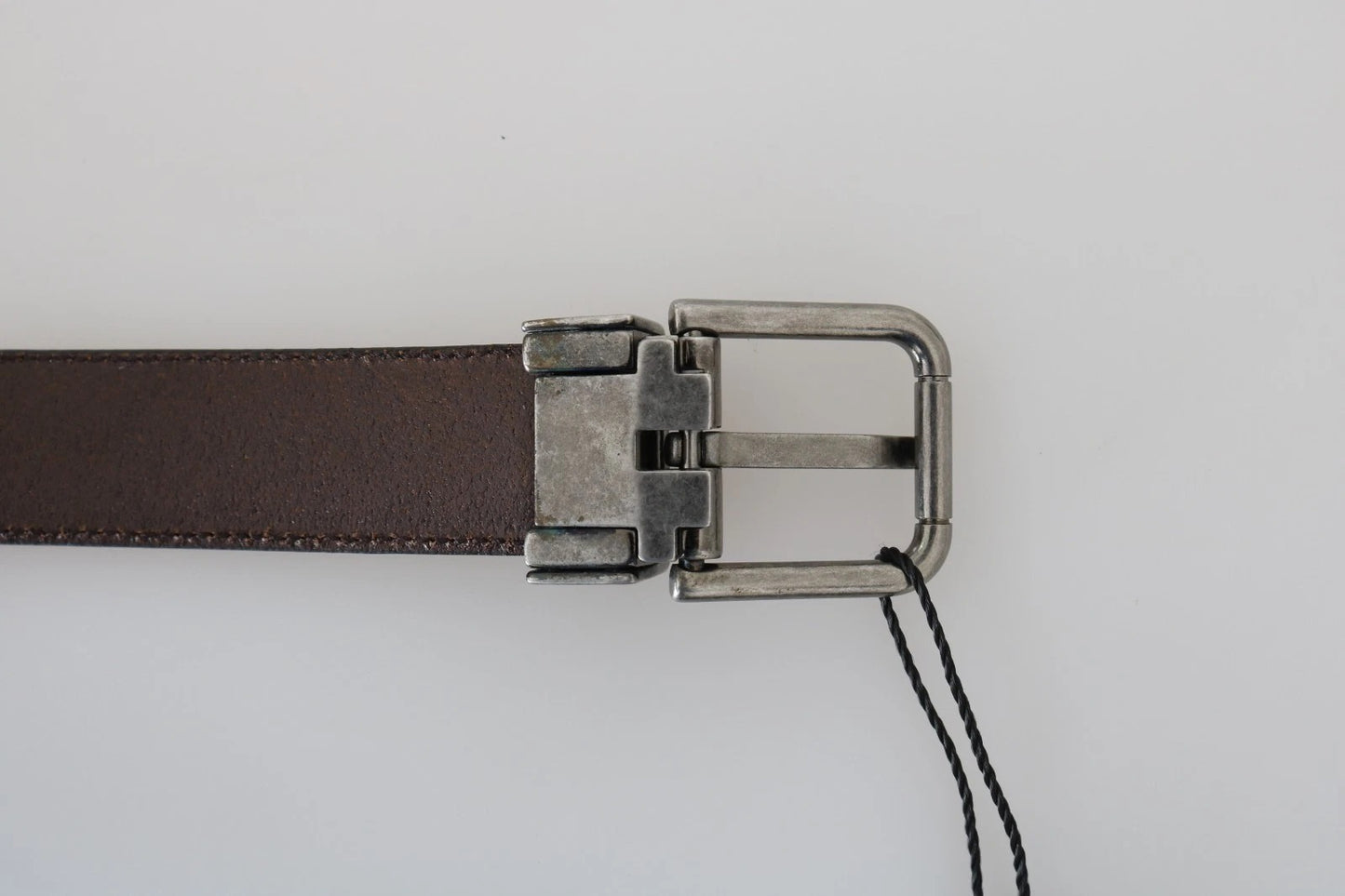 Blue Perforated Leather Gray Buckle Belt