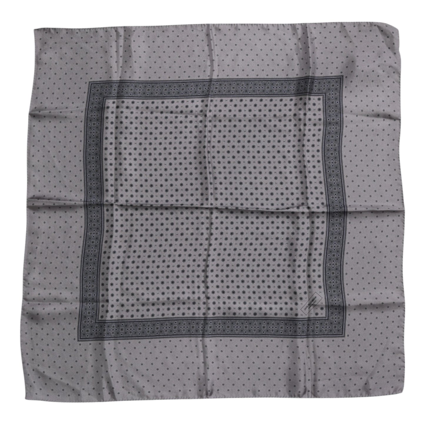 Gray Polka Dot Silk Square Men Foulard Scarf