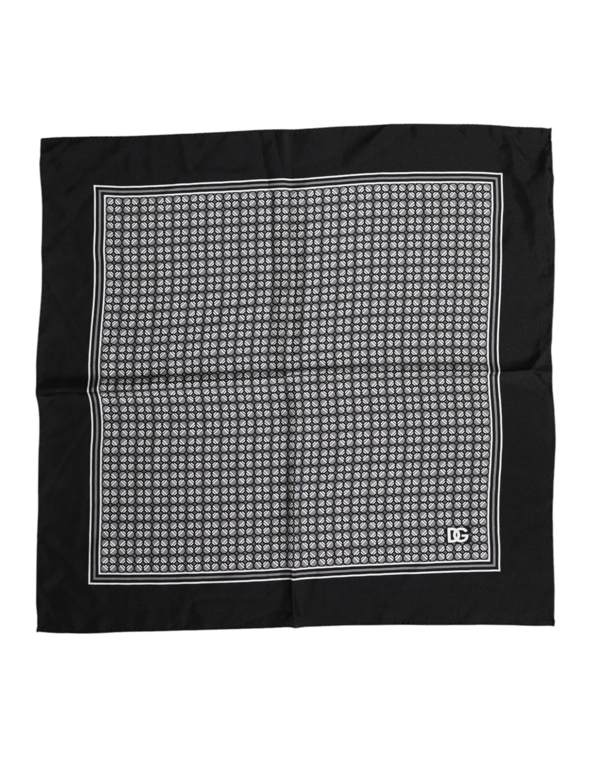 Black White Patterned Square Foulard Scarf