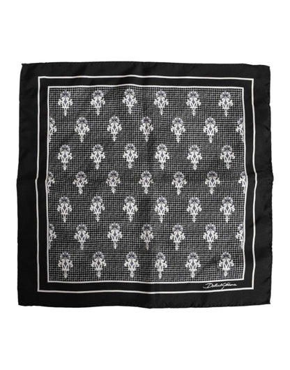Black White Printed Square Foulard Scarf