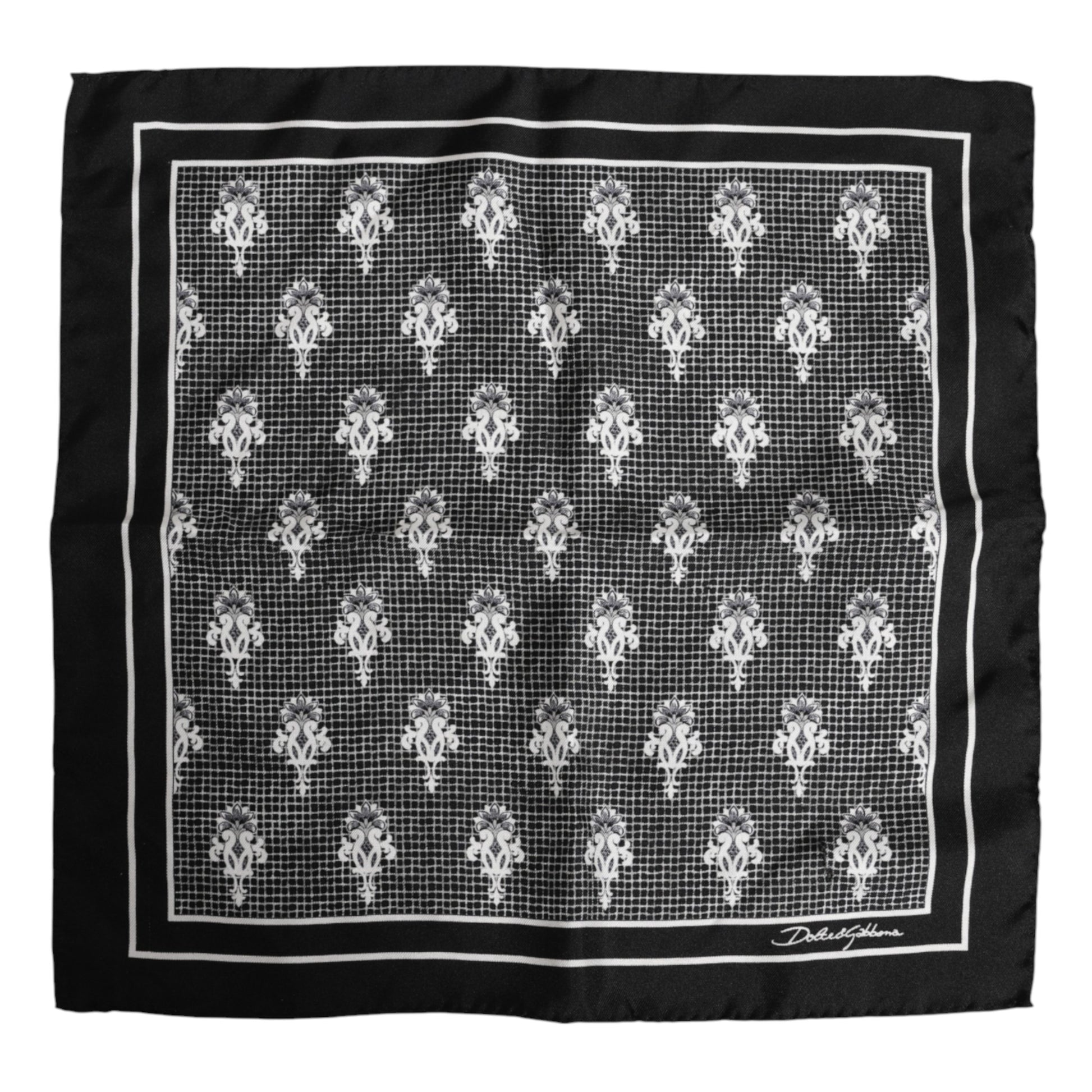 Black White Printed Square Foulard Scarf