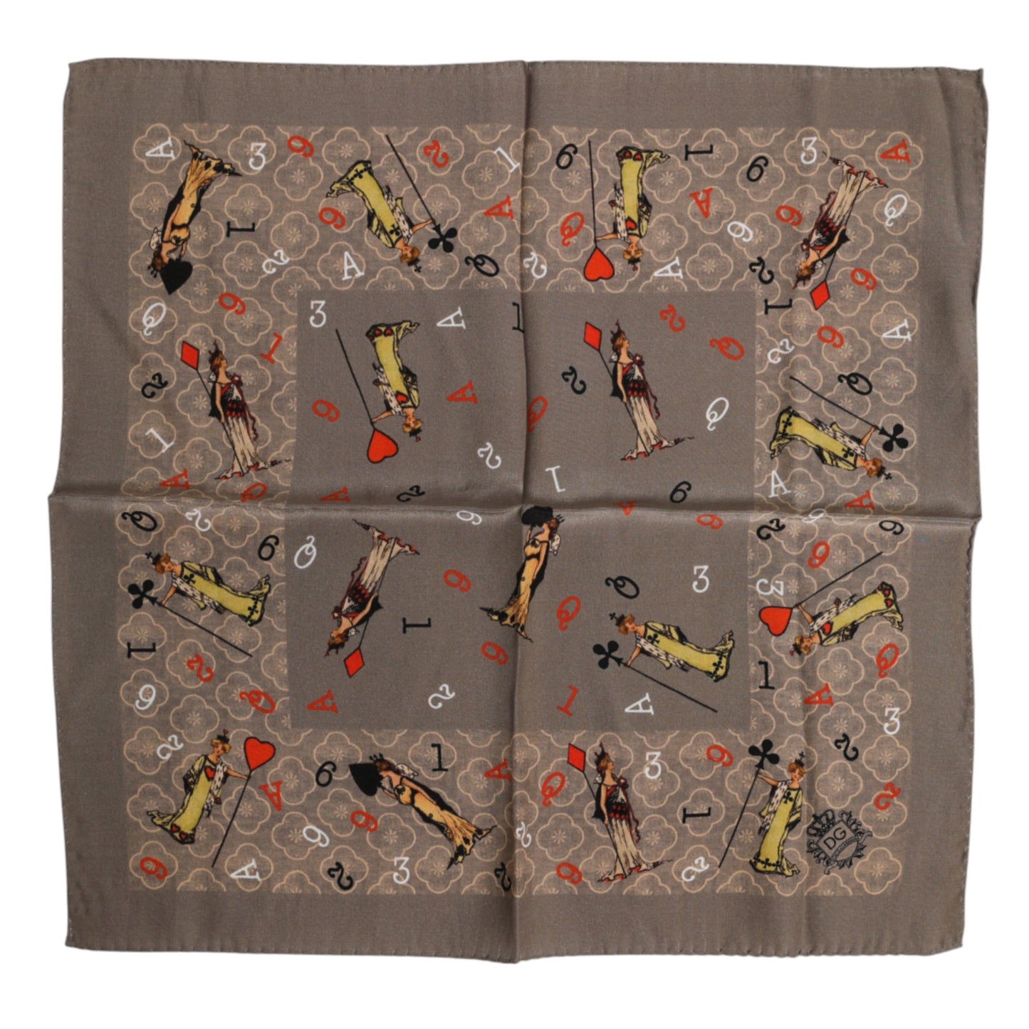 Brown Silk Printed Square Men Foulard Scarf