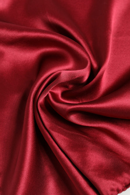 Red Solid Satin Silk Square Handkerchief Scarf