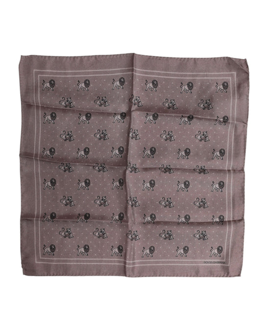 Brown Animal Print Square Foulard Scarf