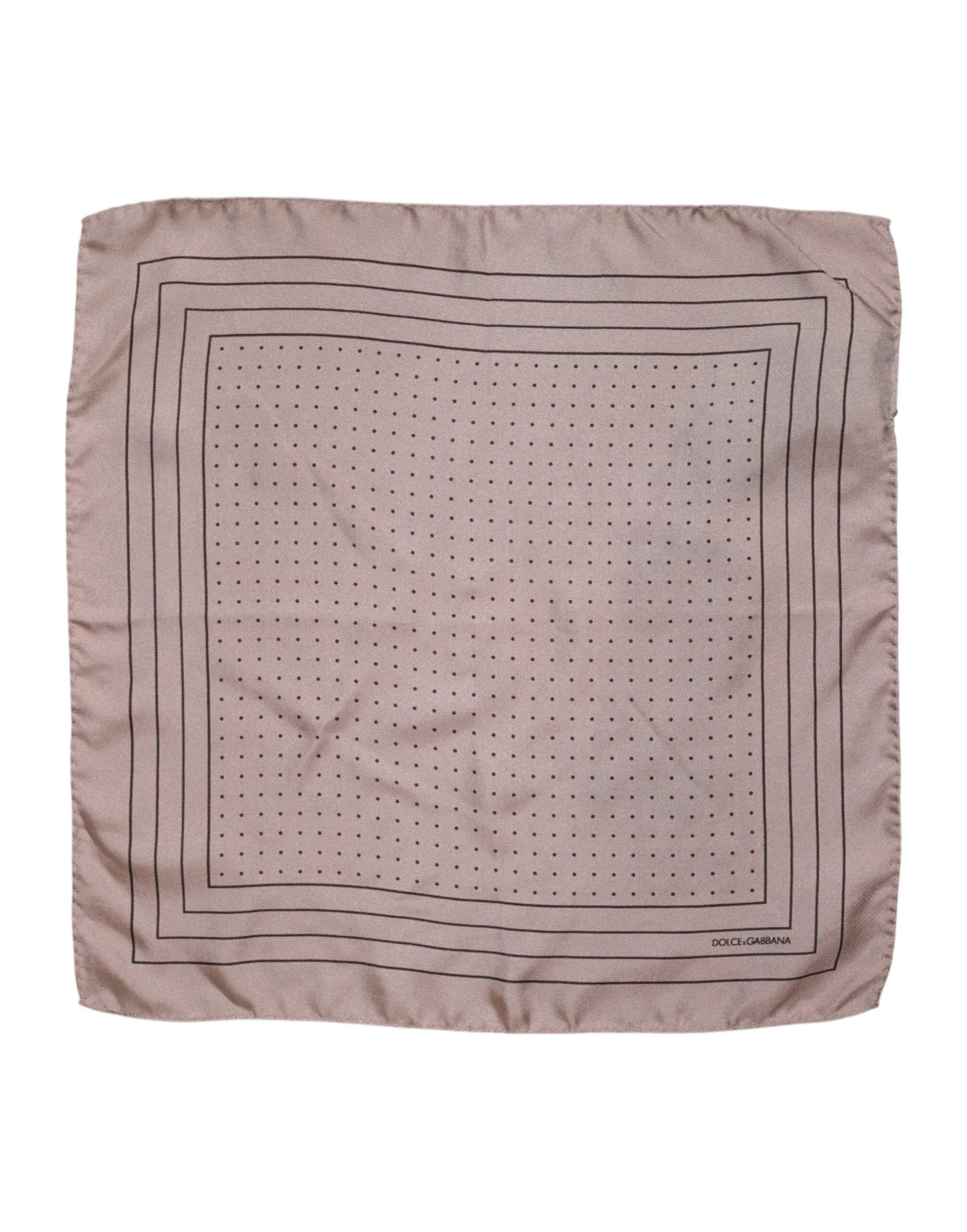 Beige Dotted Silk Square Men Foulard Scarf