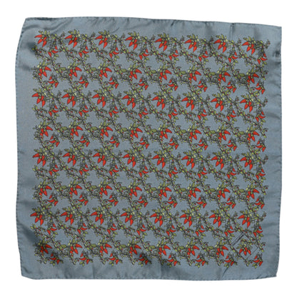 Gray Chilis Silk Square Men Foulard Scarf