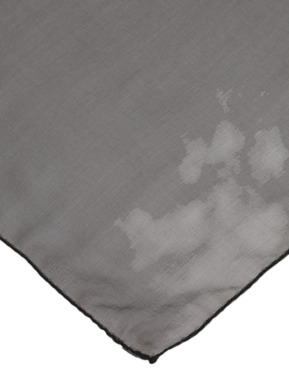 Gray Black Silk Square Women Foulard Scarf