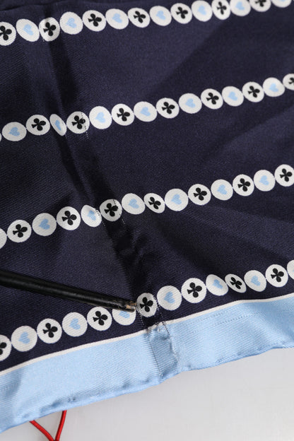 Blue Printed Silk Square Men Foulard Scarf