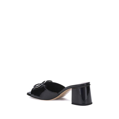 Black Calf Leather Bos Taurus Flat Sandals