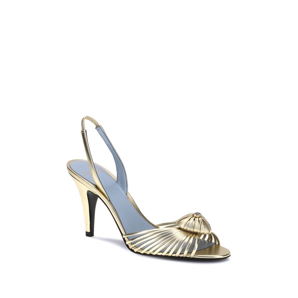 Gold Calf Leather Bos Taurus Stiletto Heel Sandals