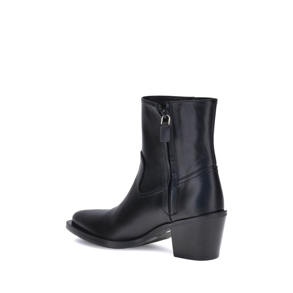 Black Calf Leather Bos Taurus Ankle Boots