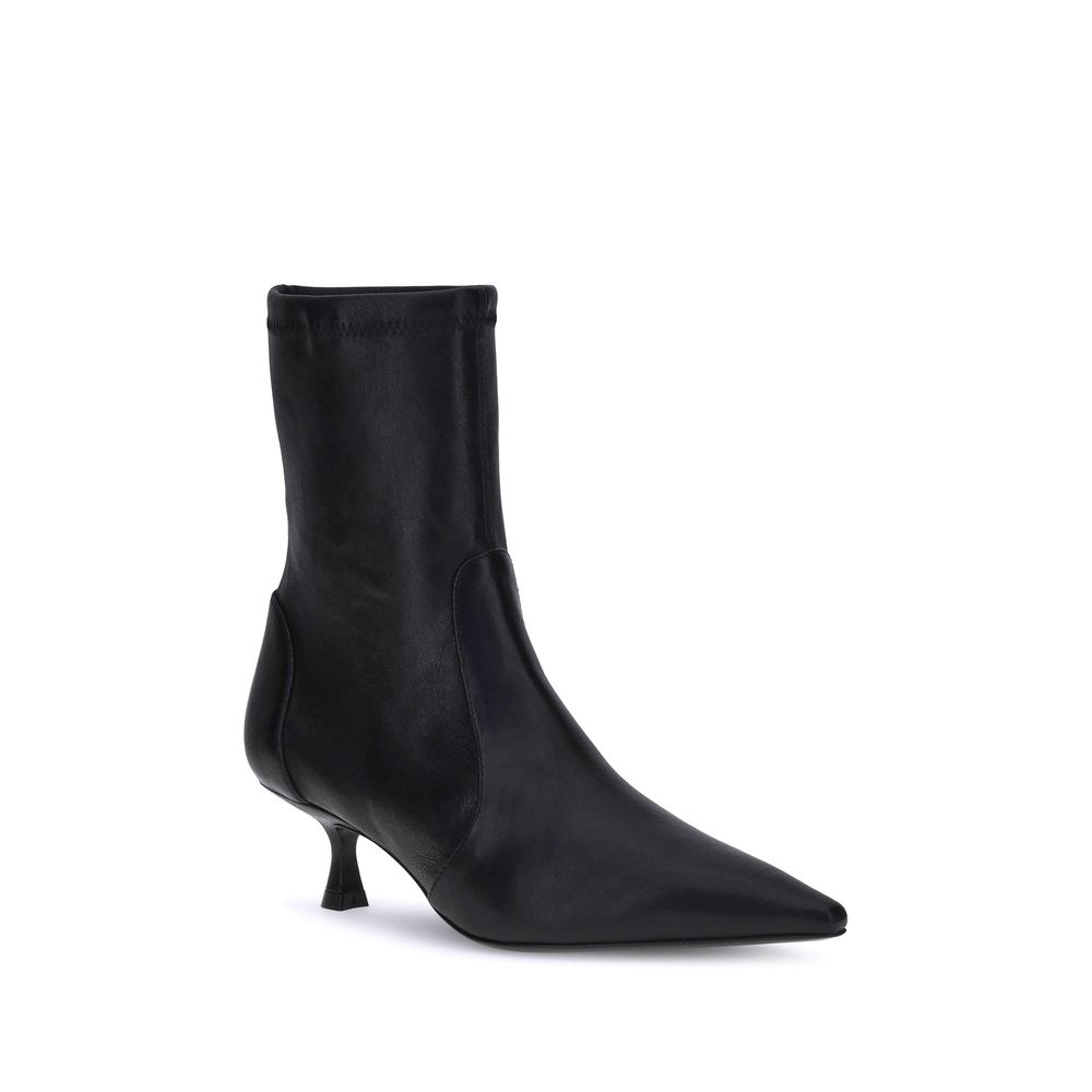 Black Calf Leather Bos Taurus Ankle Boots
