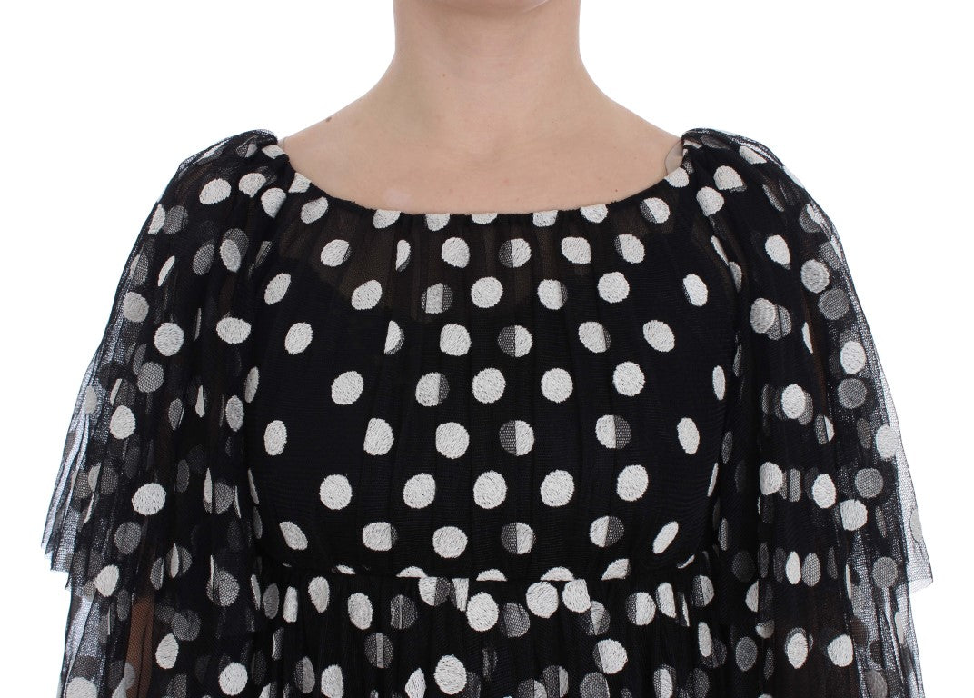 Elegant Polka Dotted Ruffled Dress