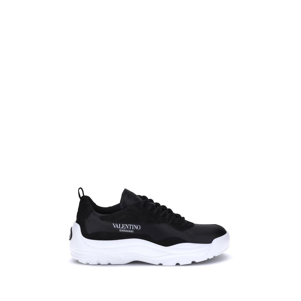 Black Calf Leather Bos Taurus Chunky Sneakers