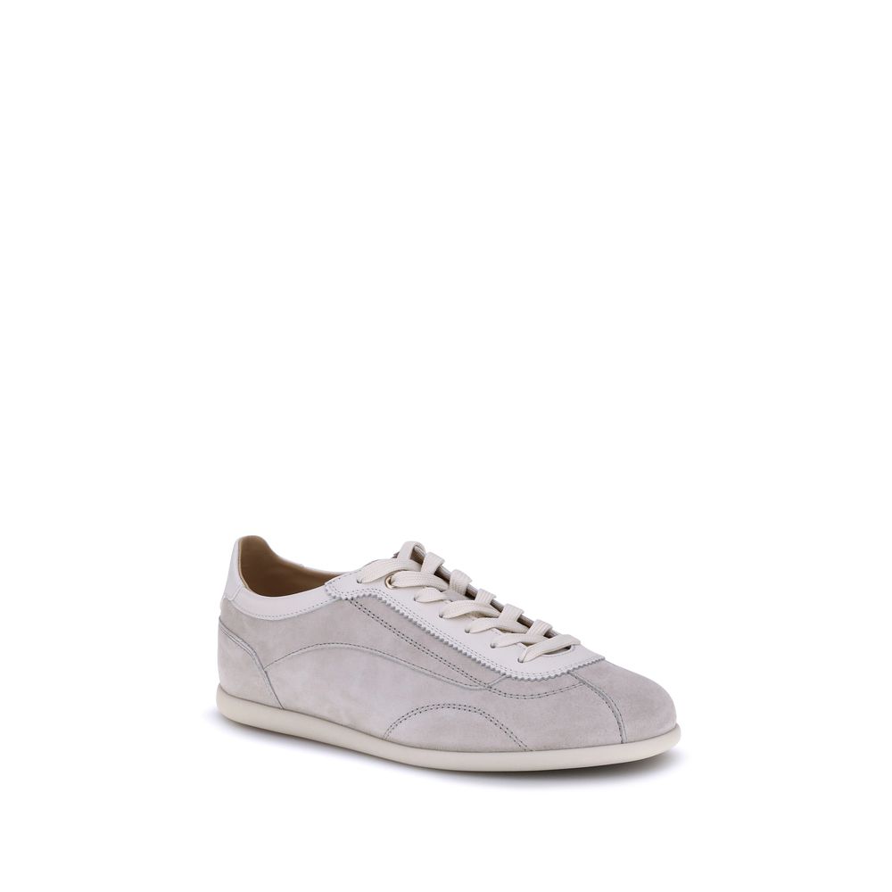 Gray Calf Leather Bos Taurus Low Top Sneakers