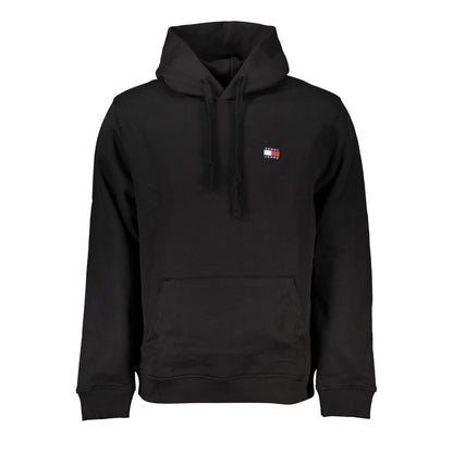 Black Cotton Men Sweater with Hood