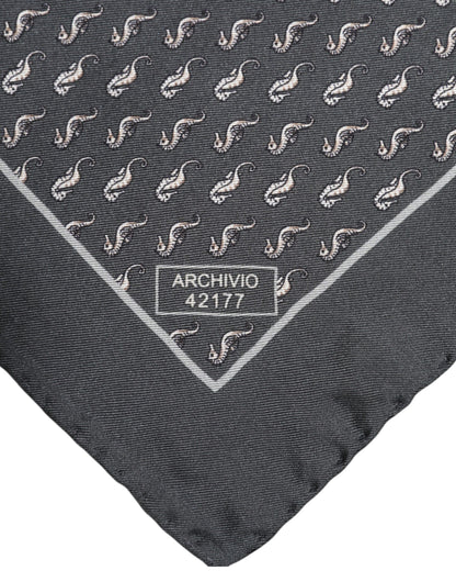 Black Fish Print Silk Square Men Foulard Scarf