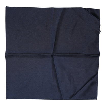 Dark Blue Silk Square Men Foulard Scarf