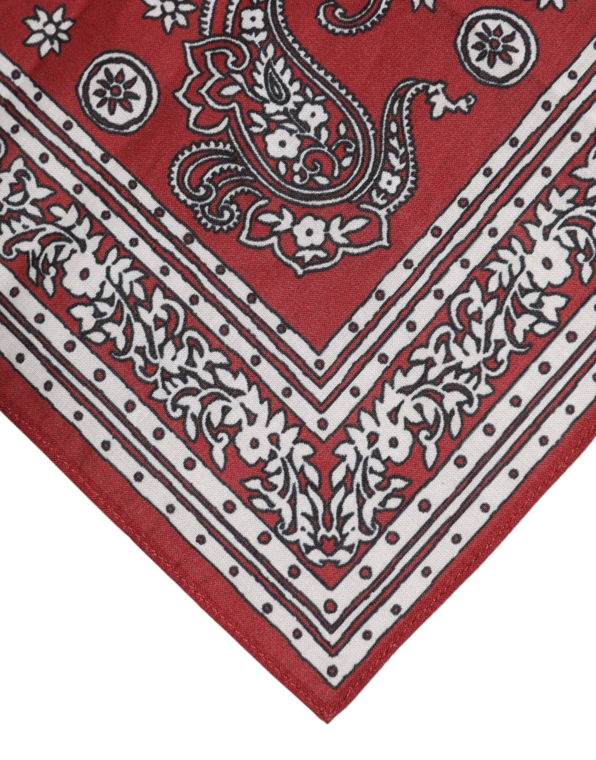 Red Floral Cotton Square Foulard Scarf