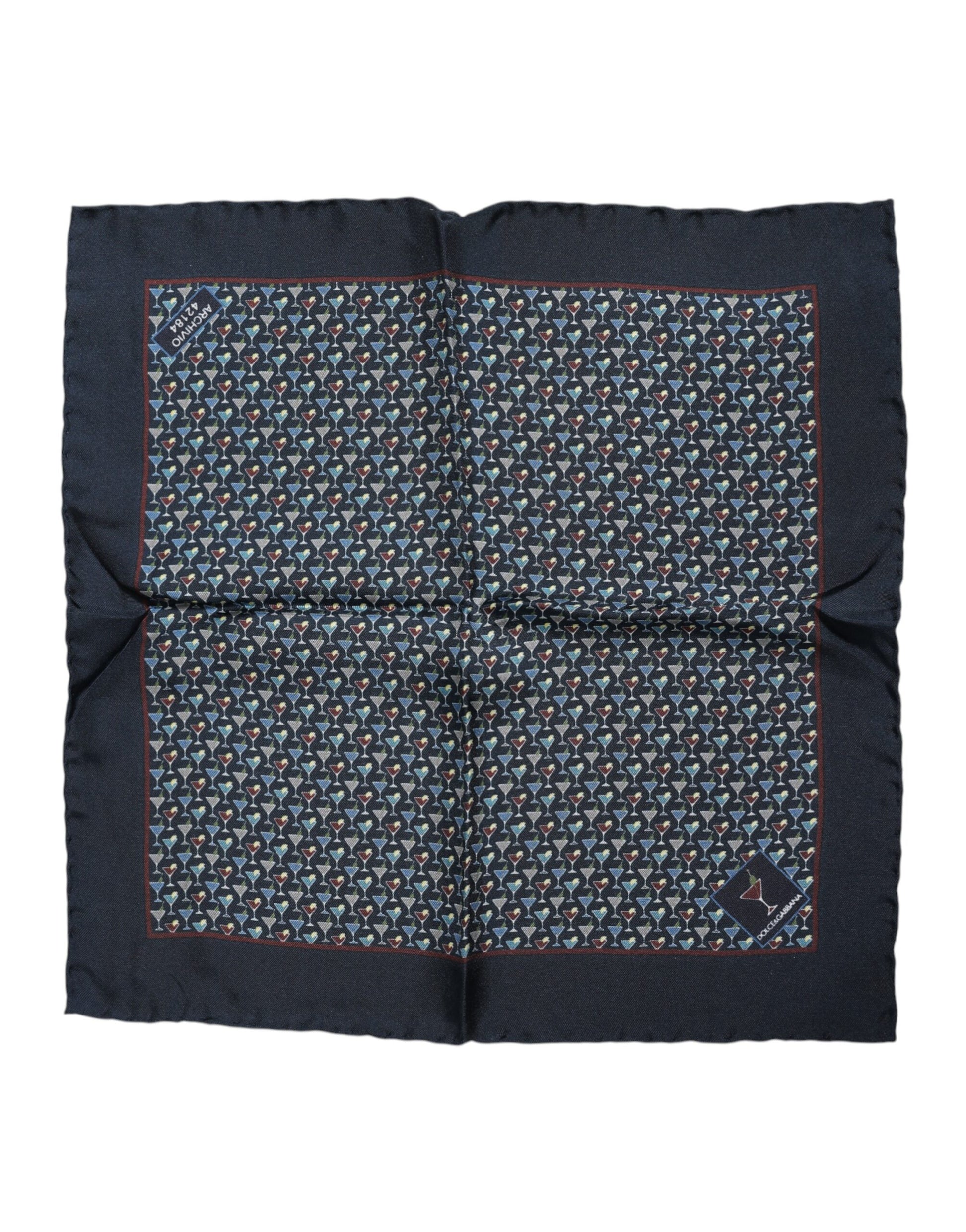 Blue Cocktail Silk Square Foulard Scarf