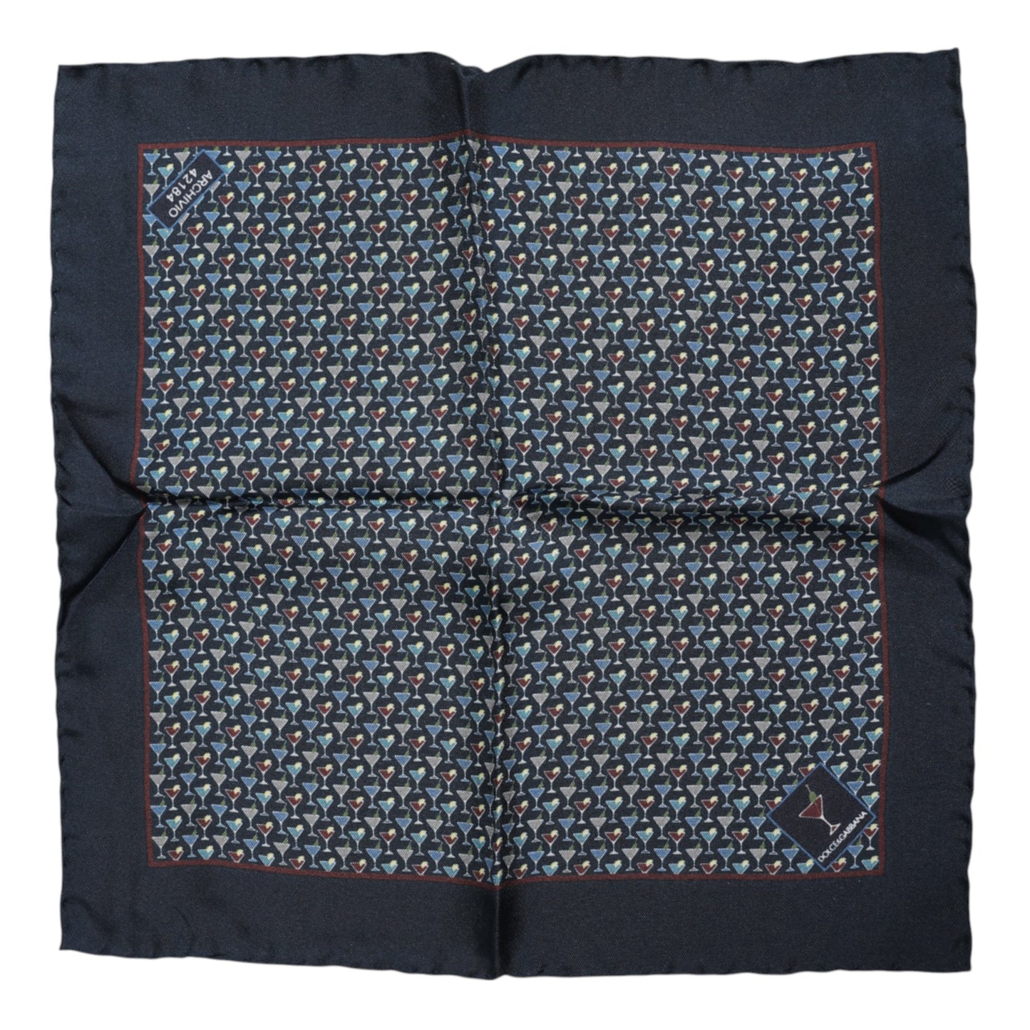 Blue Cocktail Silk Square Foulard Scarf