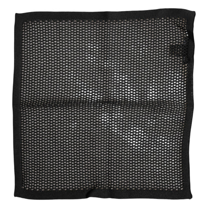 Black Patterned Cotton Square Foulard Scarf