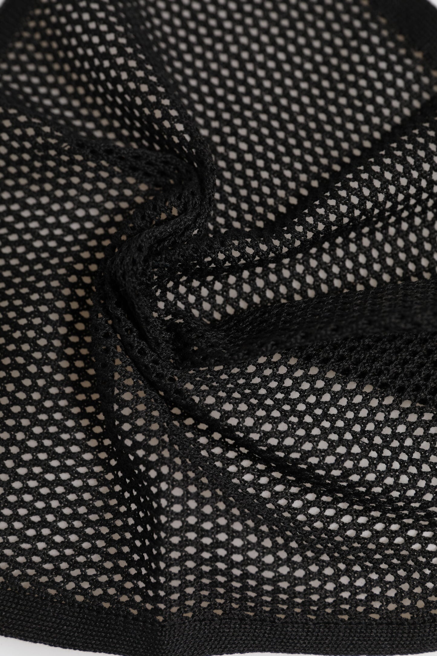 Black Patterned Cotton Square Foulard Scarf