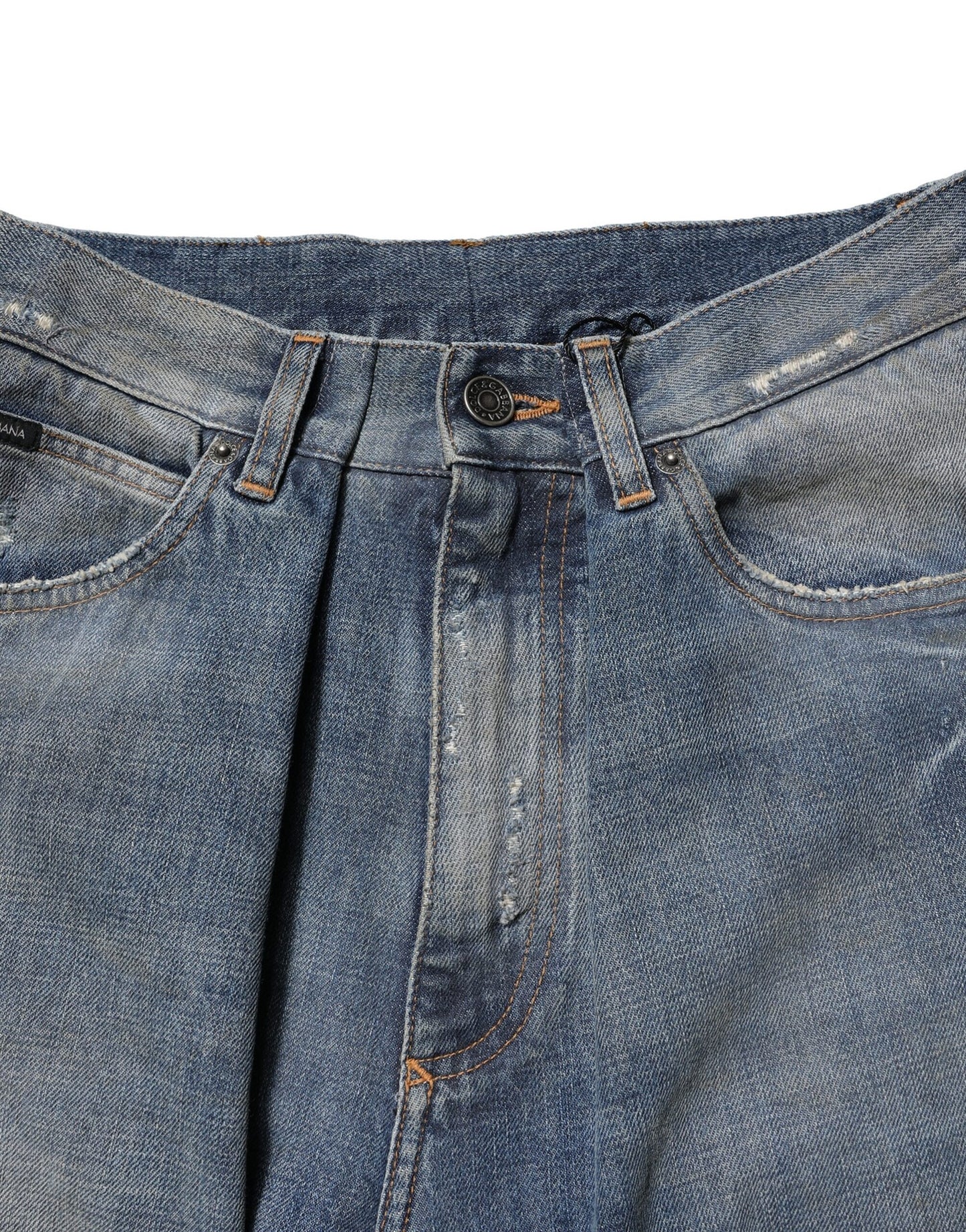 Blue Cotton Tattered Men Denim Jeans