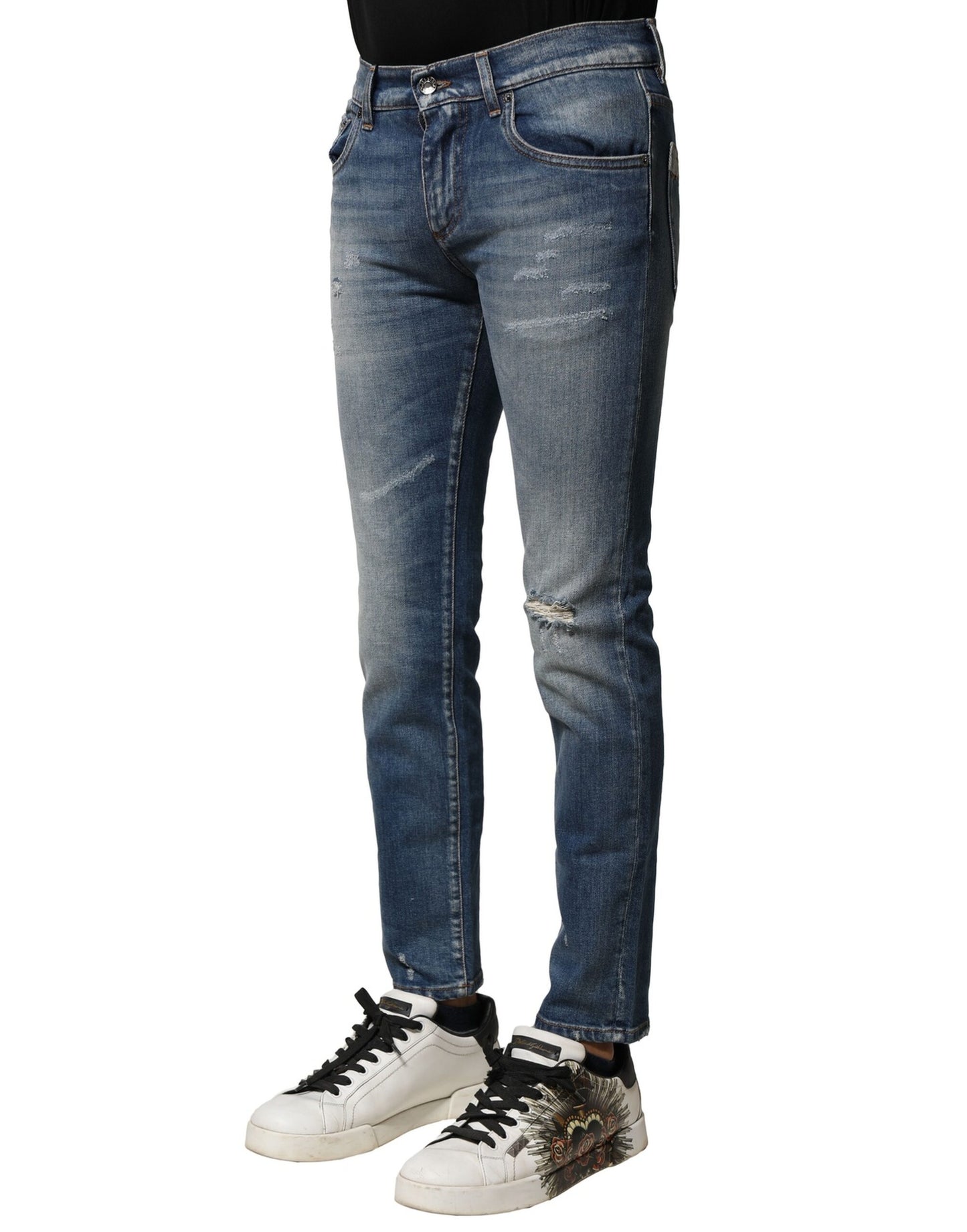 Blue Washed Cotton Slim Fit Men Denim Jeans