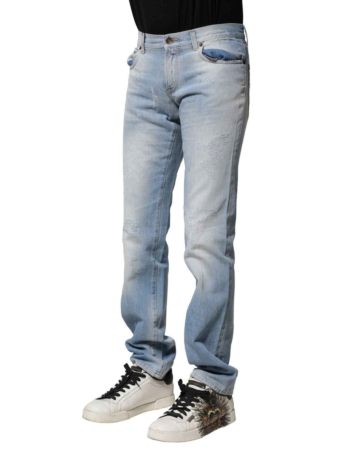 Light Blue Washed Straight Fit Denim Jeans