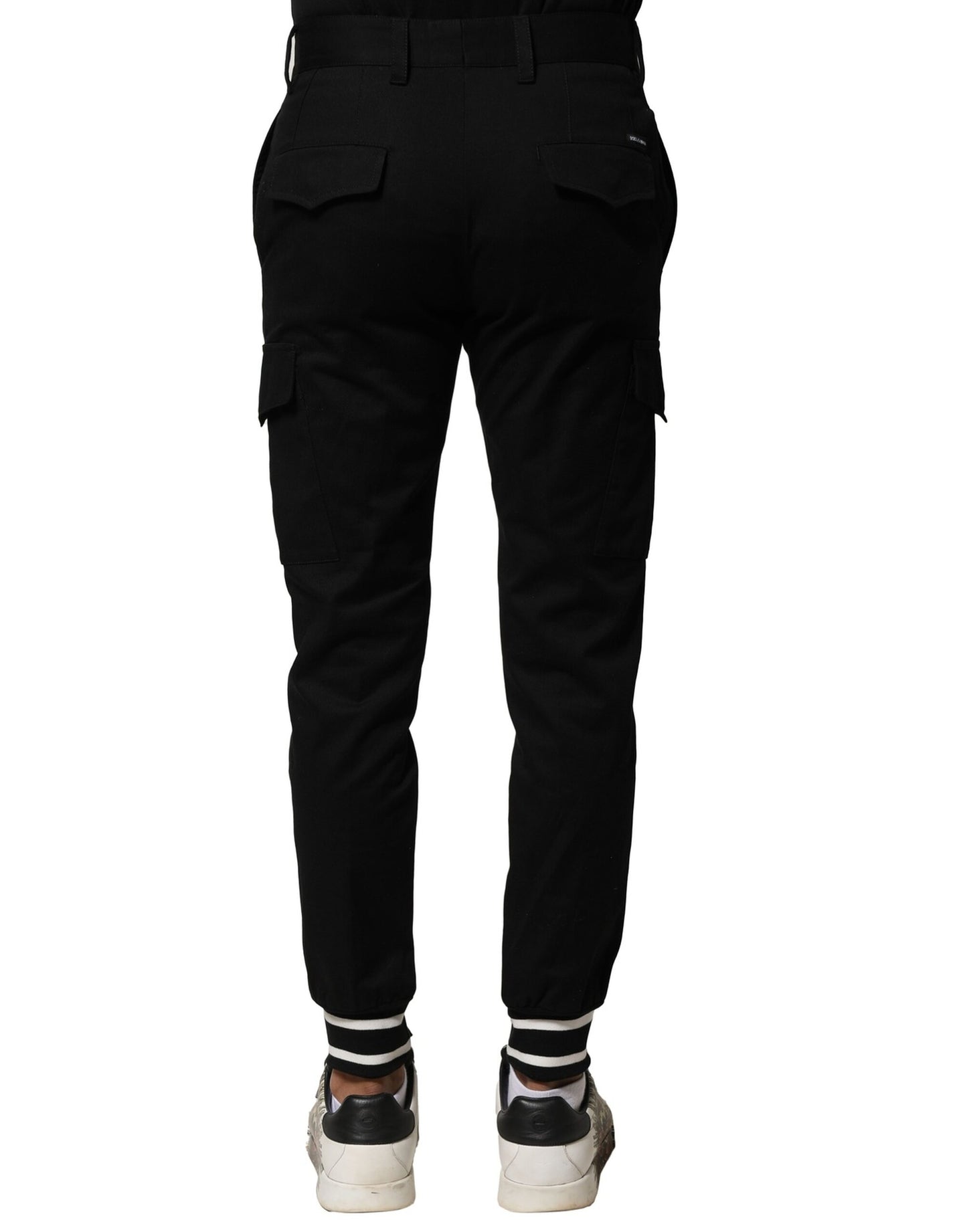 Black Cotton Cargo Joggers Men Pants