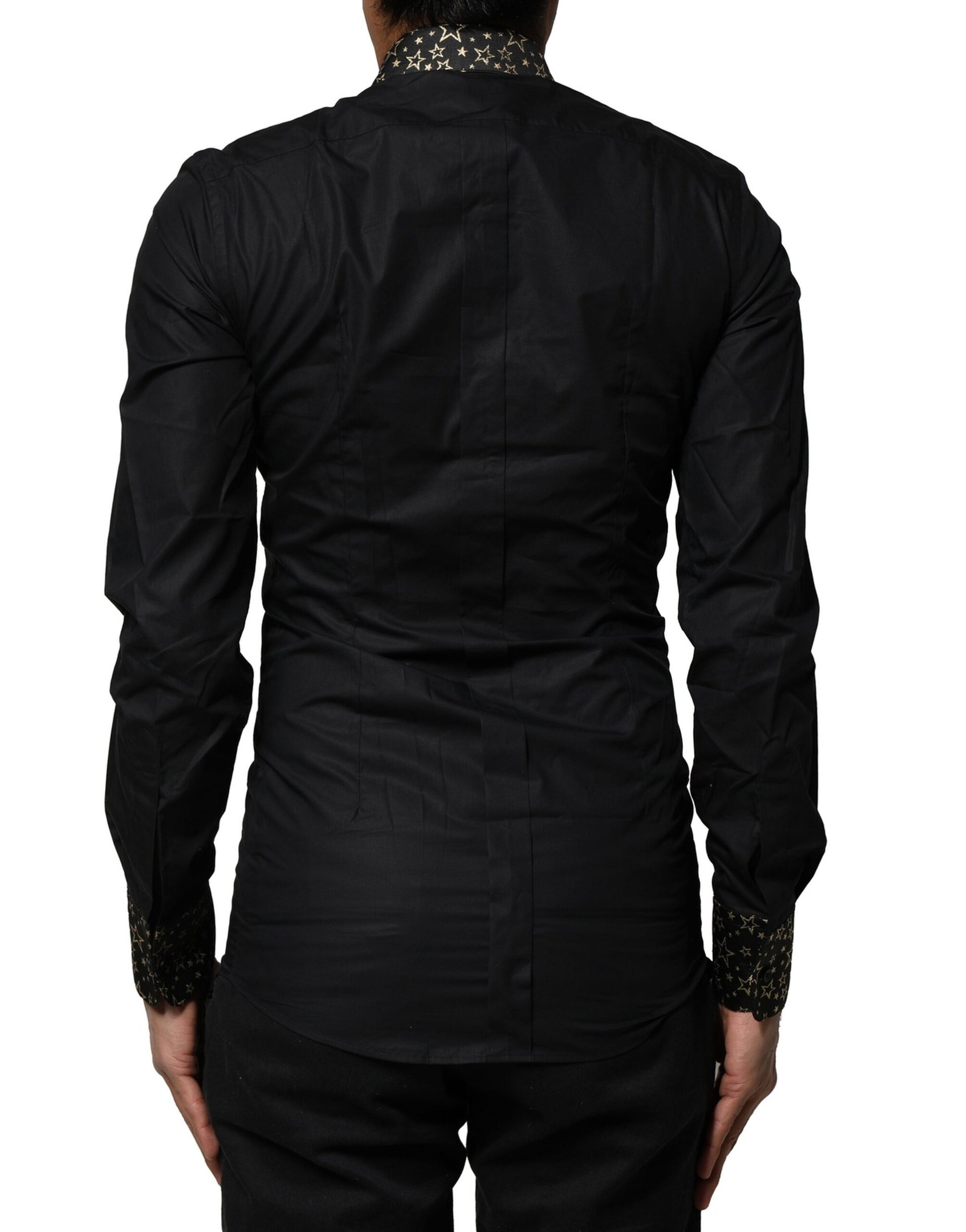 Black Cotton GOLD Long Sleeves Dress Shirt