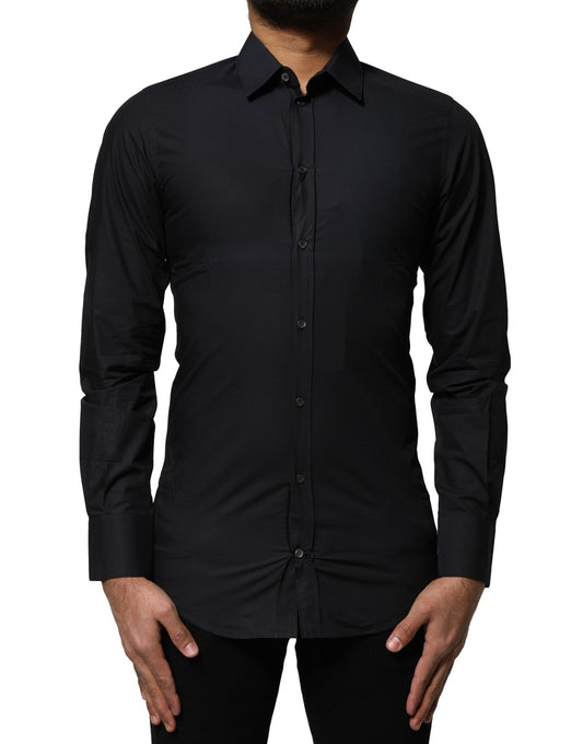 Black Cotton GOLD Long Sleeves Dress Shirt