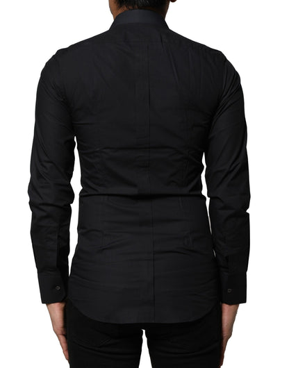 Black Cotton GOLD Long Sleeves Dress Shirt