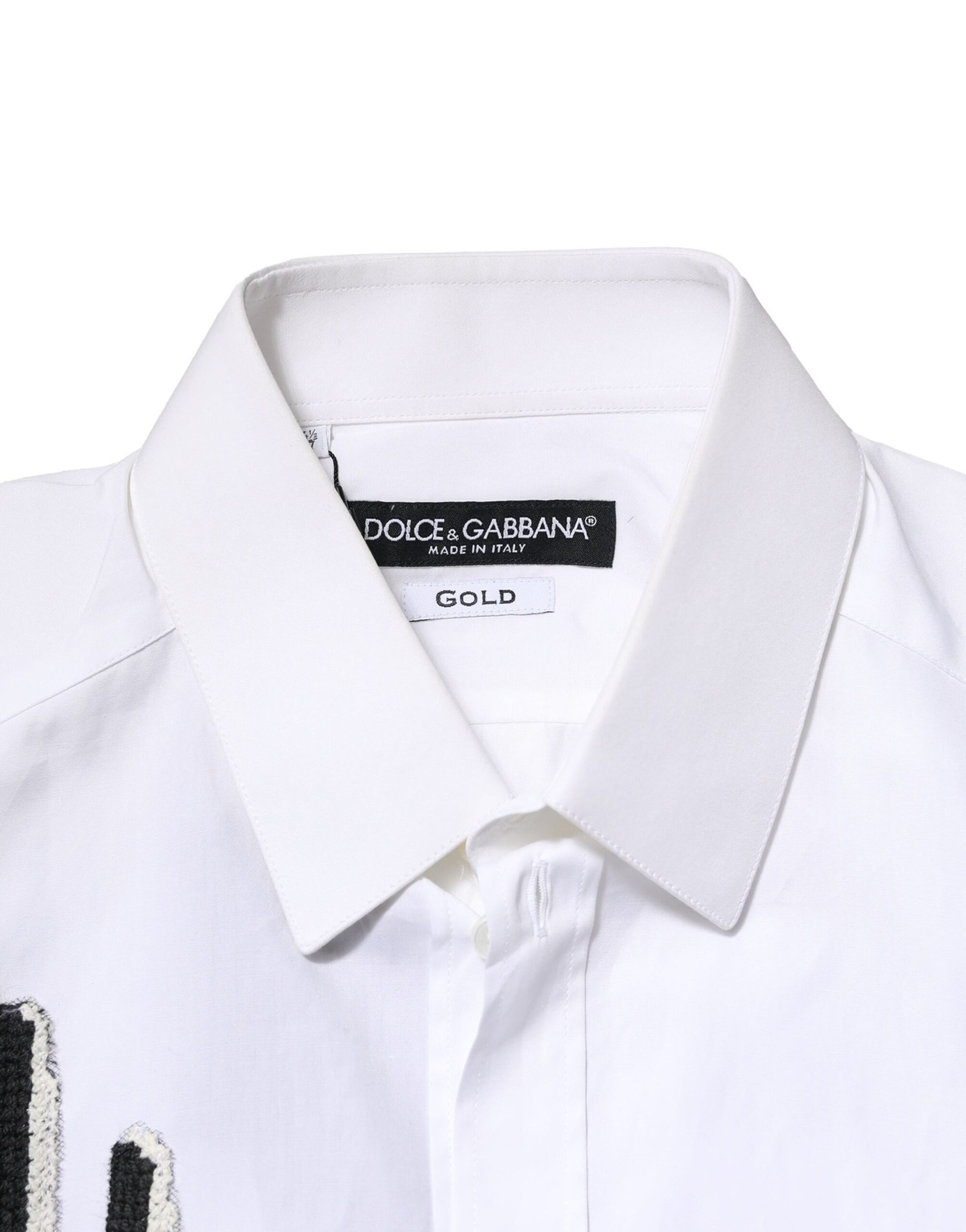 White GOLD Embroidery Detailed Dress Shirt