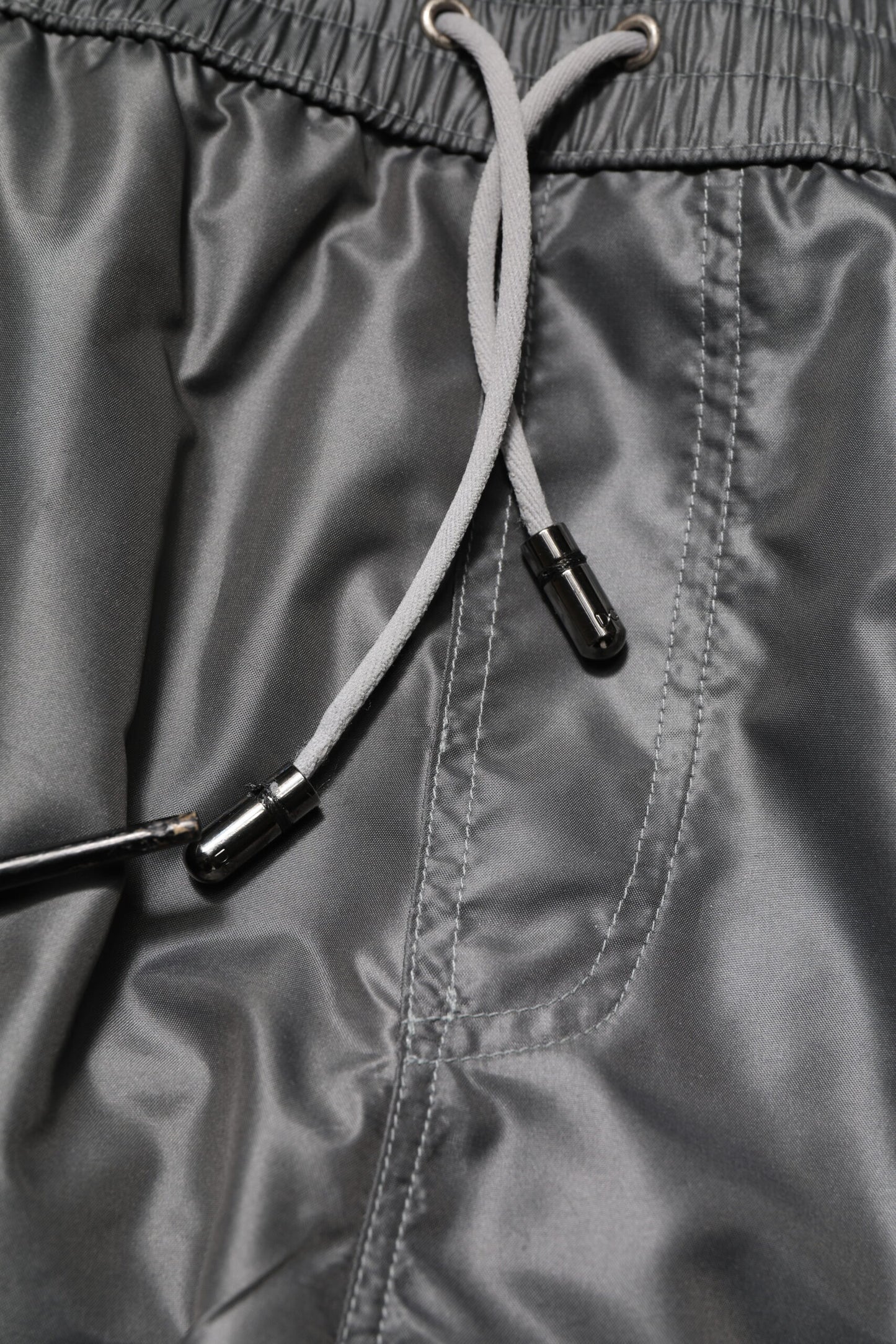 Gray Polyester Mid Waist Casual Bermuda Shorts