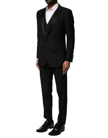 Black Wool 3 Piece Single Breasted Suit