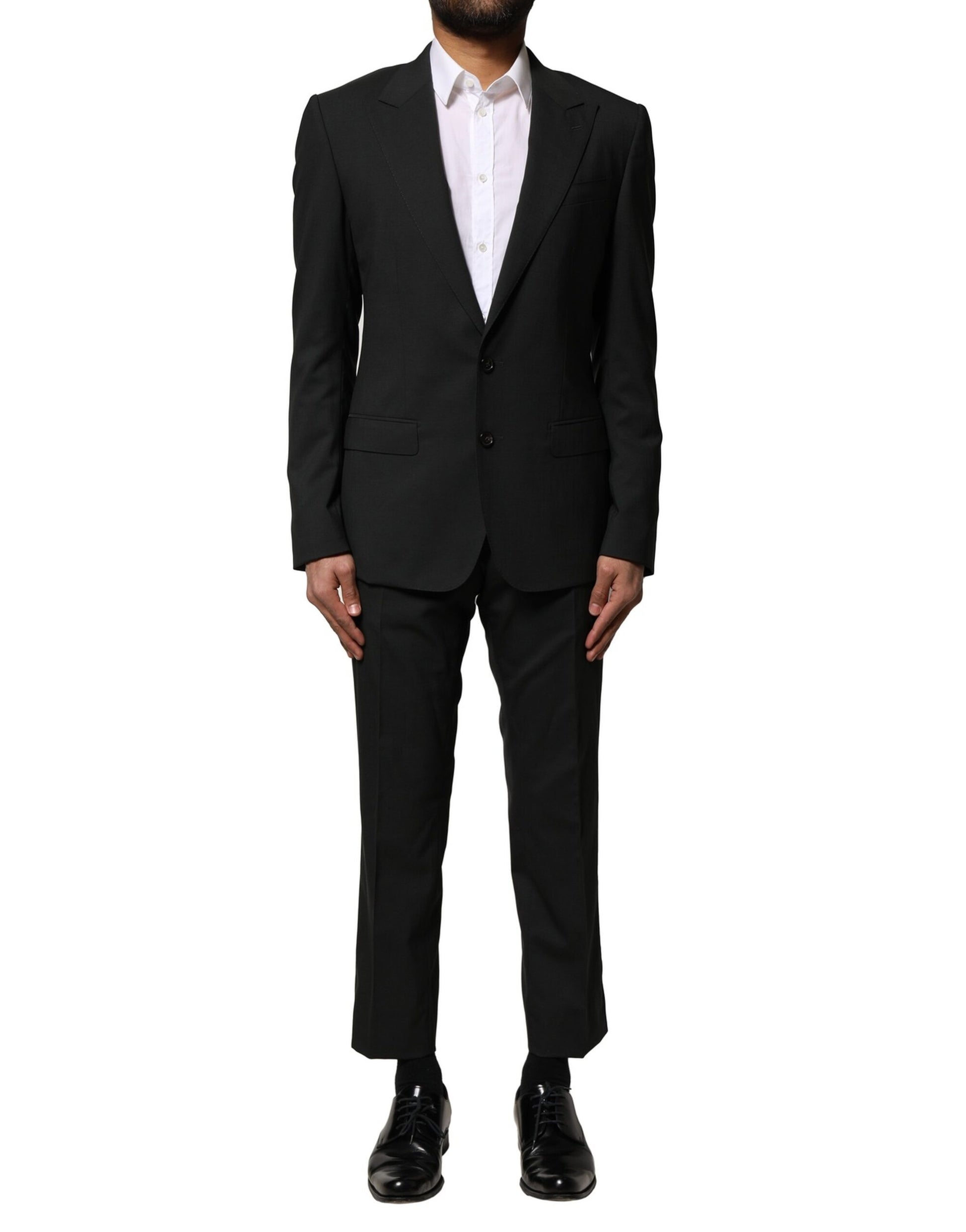 Black Wool 2 Piece Single Breasted Suit