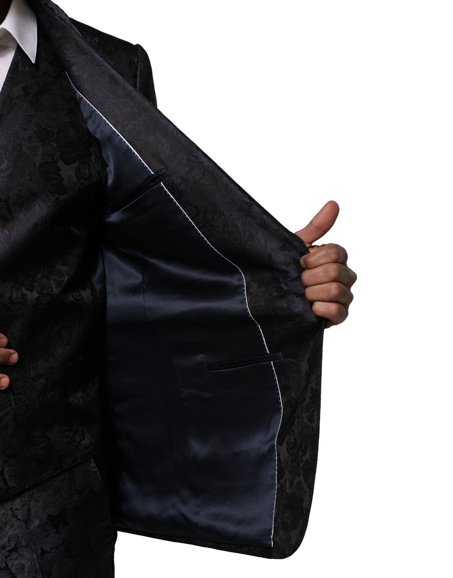 Black Jacquard 3 Piece Single Breasted Suit